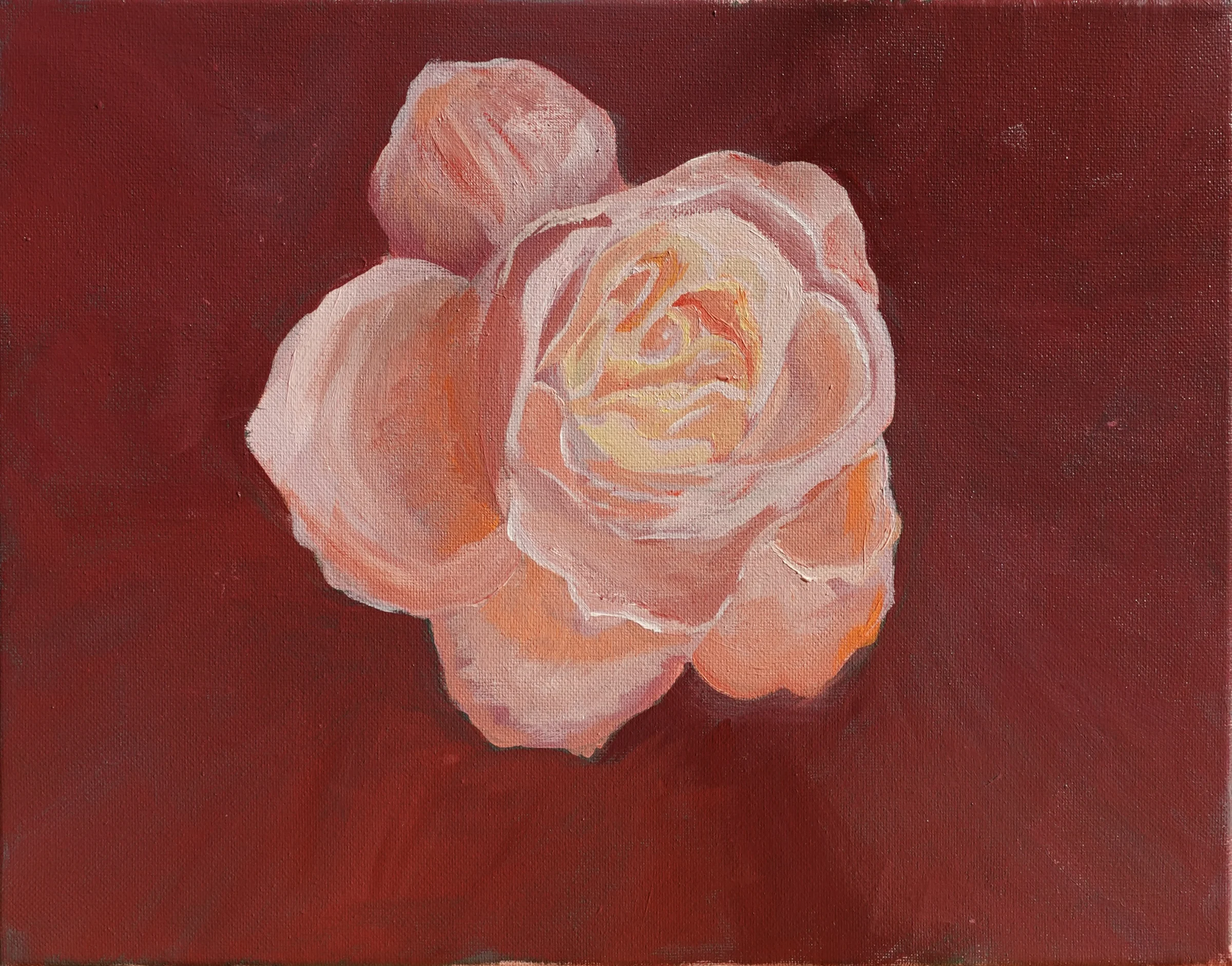 Acrylic painting of a flower against a vivid blue background