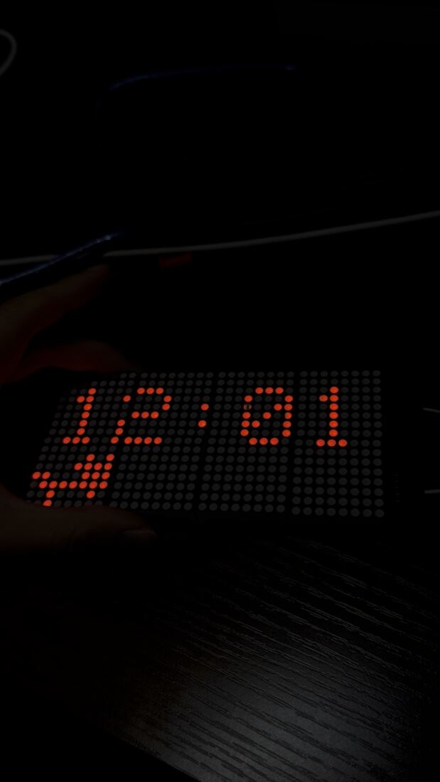 Clock display showing 12:01