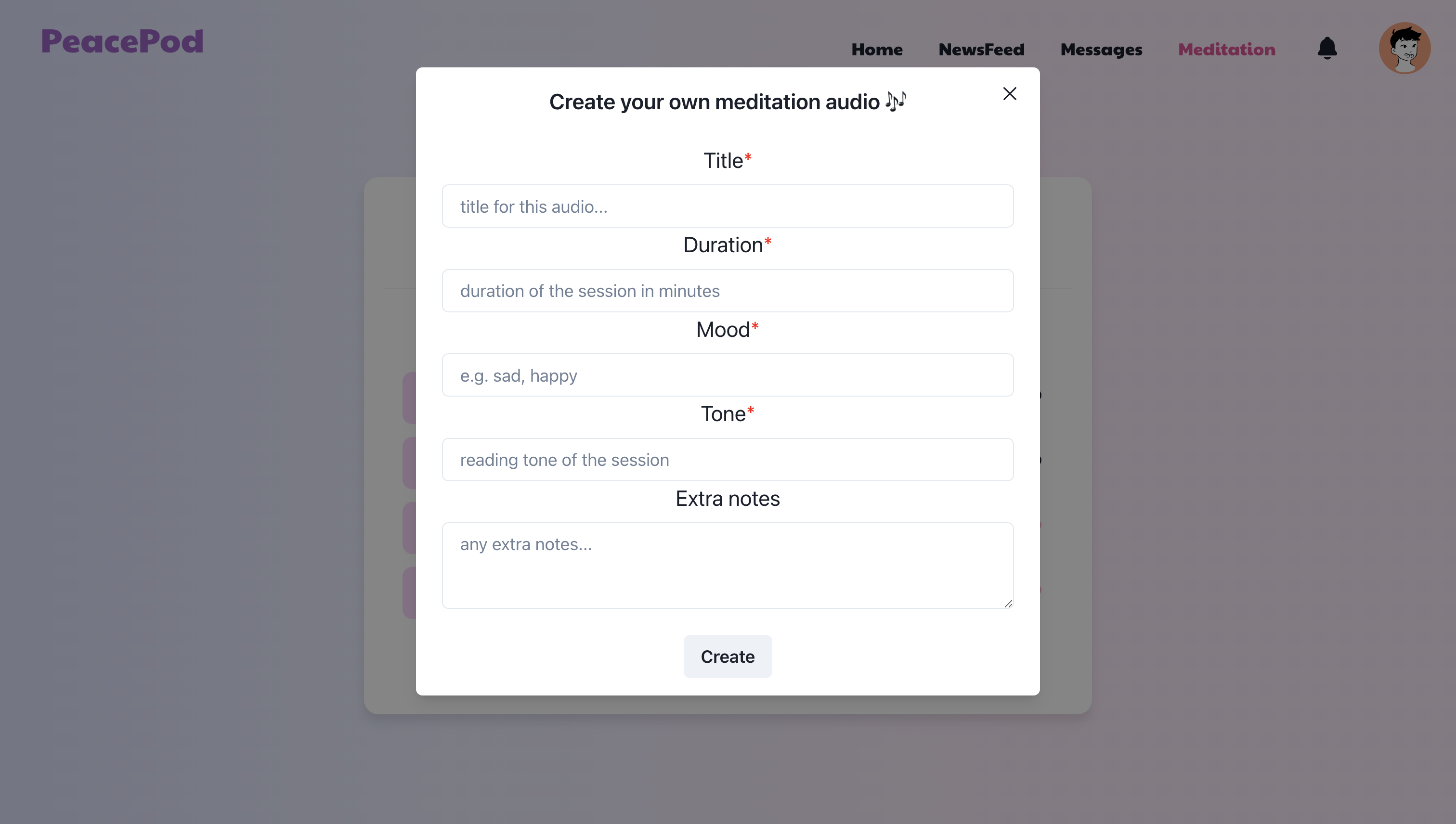 Generated personalized meditation ready to play